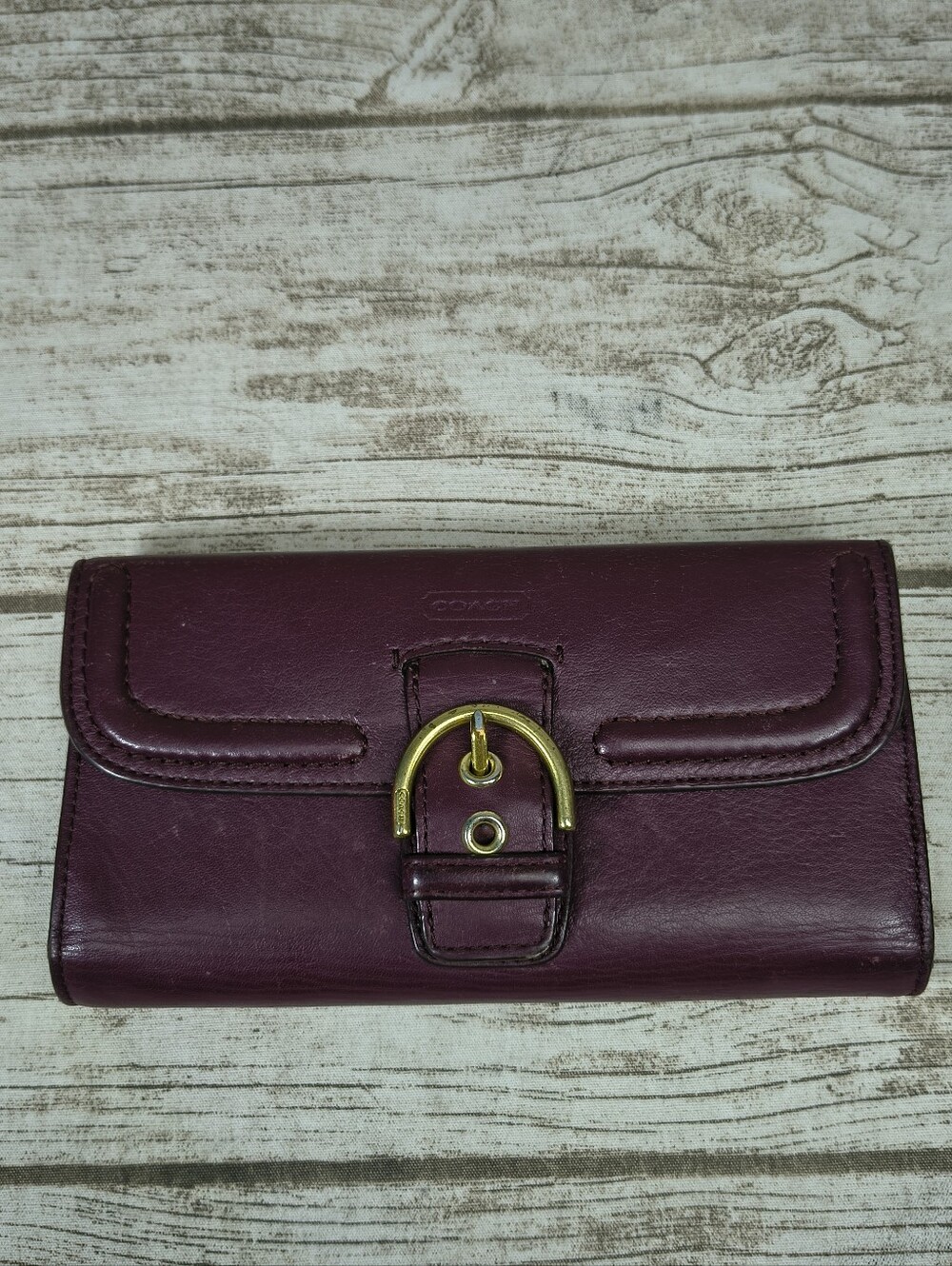 Coach Dark Purple Trifold Wallet